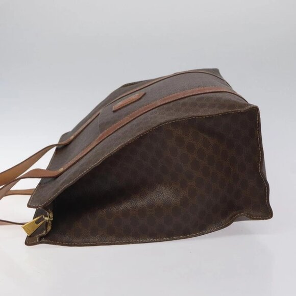 CELINE Macadam Canvas Tote Bag PVC Leather Brown Gold Auth bs24200 - Picture 5 of 14